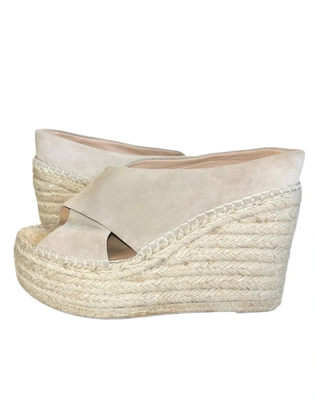 Sigerson Morrison Smatifa Suede Espadrille Wedge Platform Sandals - Size 8